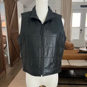 Black leather GAP zip up vest.